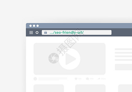 友好的Url SEO概念 Internet浏览器 带有地址栏 最优化用于搜索引擎可读和网址页面简短地址图片