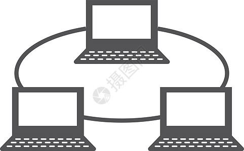 膝上型电脑连接图标 内联网符号 计算机网图片