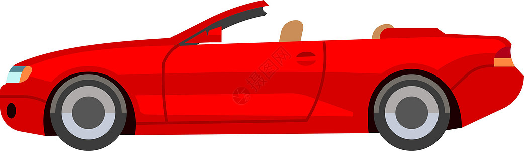 红色运动车 明亮的卡通风格可兑换图标图片