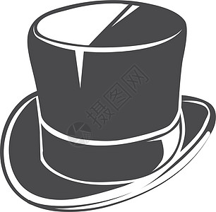 黑色圆帽图标 绅士符号 魔术标志背景图片