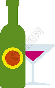 酒瓶和酒杯 酒精标志 庆典图标图片