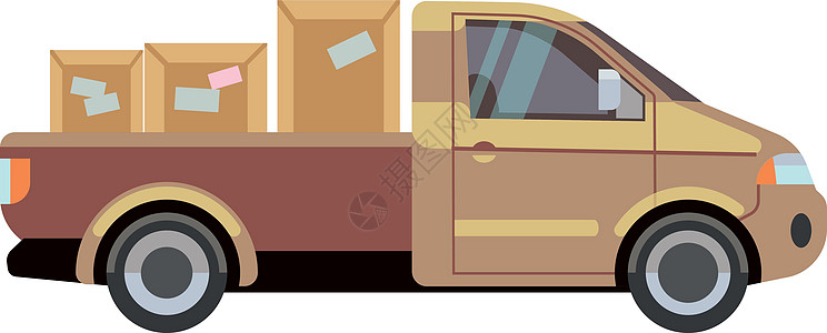 运货箱装货小卡车 航运服务车图片