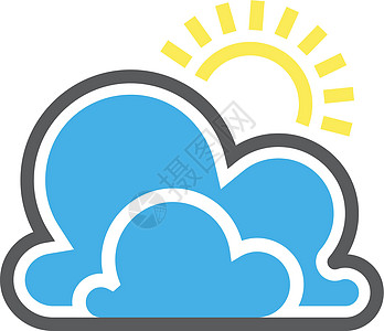 云性图标 部分阳光明媚的天气符号 蓝云后的太阳图片