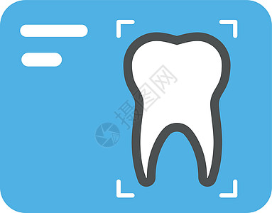 蓝卡上的牙齿图像 牙科记录图标图片