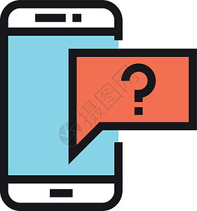 信件提示图标 在电话屏幕上用问答标记聊天泡泡背景图片