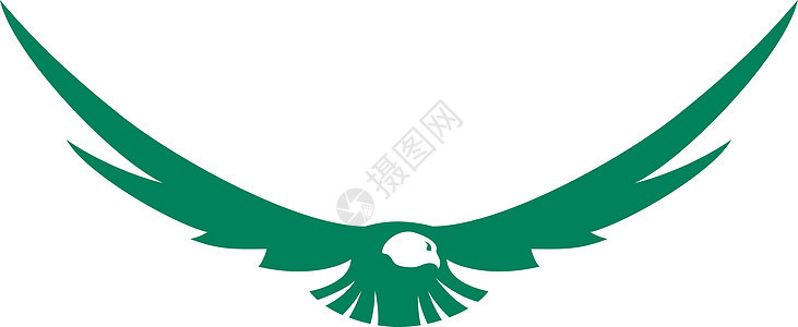 飞行中捕猎鸟类 绿色古老标志 翼徽章图片