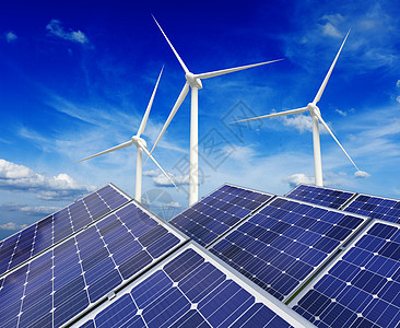 太阳能电池板和风力发电机图片