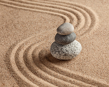 日本Zen石园卵石宗教庭园平衡禅园冥想运动石头线条精神图片