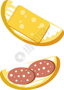 配奶酪和腊肠的三明治 快餐点心图片