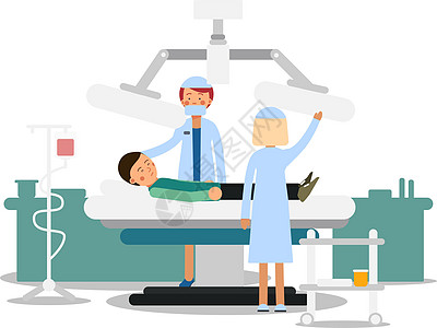 医疗程序概念 病人躺在手术表上的病人;图片