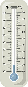 带蓝色液体指示器的温度计 冷天气符号图片