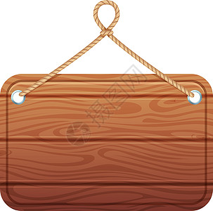 木制牌匾带有绳索的木制标志板 西方风格空白模板设计图片