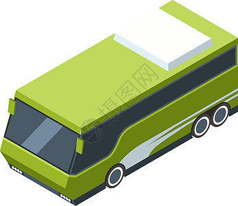 绿色公共公交车 为旅行者提供几何运输图片