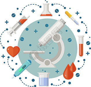 科学实验室概念 医疗化验室设备 血液测试招贴画图片