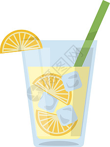 含柑橘片的柠檬汁玻璃 冷甜饮图标图片