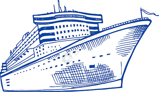 大型客轮游轮素描画图 由大客轮游轮绘制图片