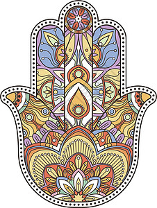 女神手护身符 有彩色装饰的电源保护符号图片