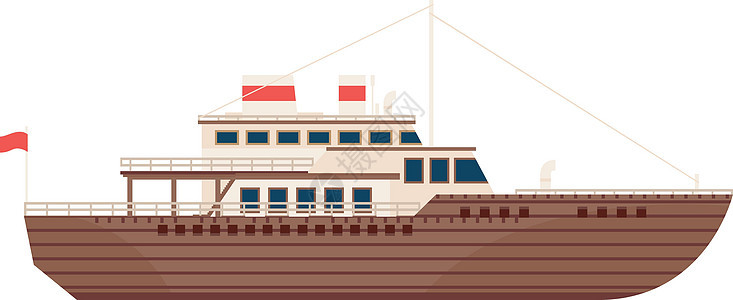 蒸汽船平面图标 Retro海洋木制船图片