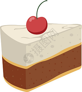 巧克力 可可奶油蛋糕切片 上面有樱桃插画