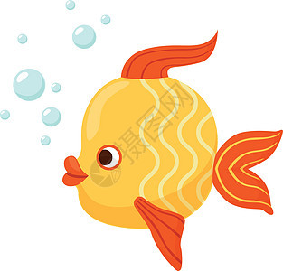 热带黄黄色鱼 明亮的卡通儿童字迹背景图片