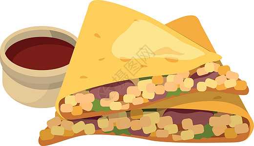 Quesadilla 漫画图标 传统墨西哥食用食物图片