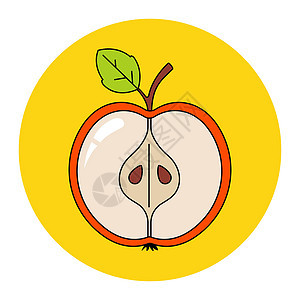 切了一半苹果 成熟的水果收成插图农业午餐生态营养饮食果味食物花园图片