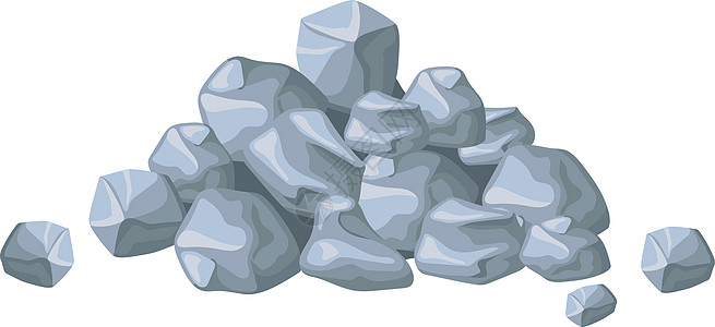 堆积的石块 来自矿山 建筑材料 地质金砖石 平板矢量图的厚实和破碎岩石或巨石图片