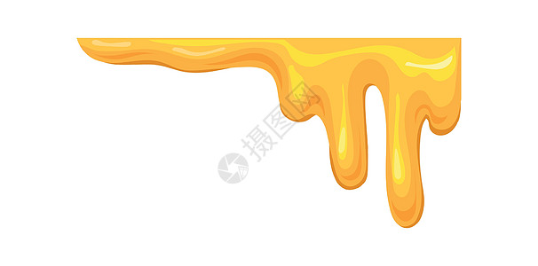 角落蜂蜜框 黄焦糖熔化 矢量插图图片