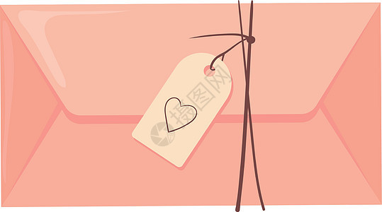 粉红信封标签 包含带有符号爱 矢量插图的邮纸图片