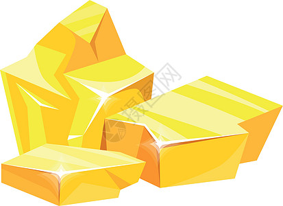 金质原材料 矿山核金形状 开采金件 卡通矢量图标图片