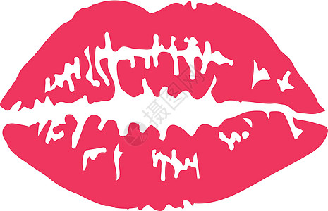 亲吻足迹 唇印 粉红色嘴唇浪漫情人 双影 矢量插图图片