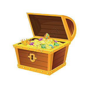 宝藏箱箱 暗箱箱或装有存款硬币的盒子 矢量图示图片
