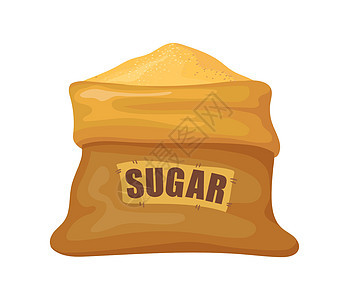 甘蔗糖袋 薄饼袋中的甘蔗产品 棕色成份包 矢量平面图标图示图片