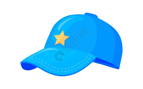 蓝色卡通蓝帽子 用于运动棒球比赛的顶帽 矢量插图图片