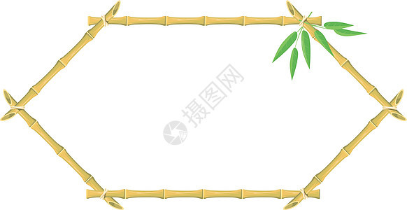 六角竹子框架 日本从树上标为海滩 矢量物体背景图片