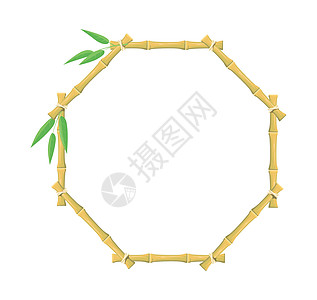 Octagonal 竹子框架 文字木版 矢量对象背景图片