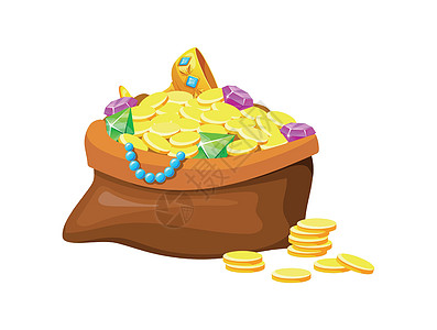钻石皇家宝石袋 游戏的丰富符号 卡通矢量等金银袋图片