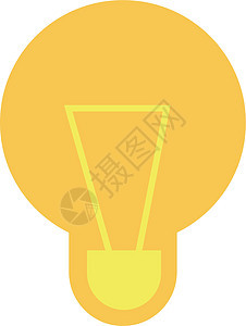 灯泡图标 黄色平板概念符号图片
