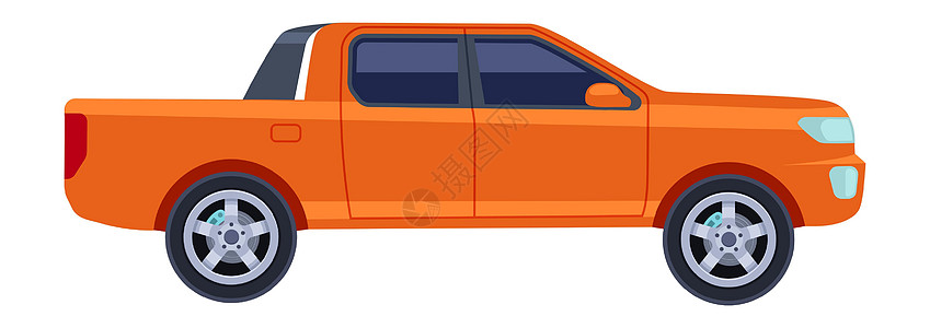 Pickup 卡车图标 橙色汽车侧面视图图片
