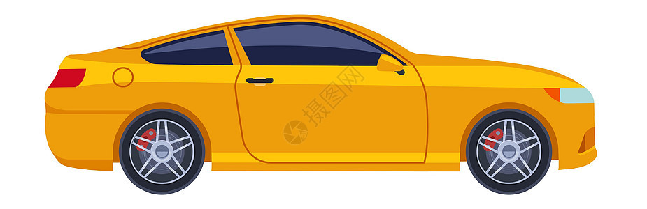 黄色运动车图标 汽车侧视图图片