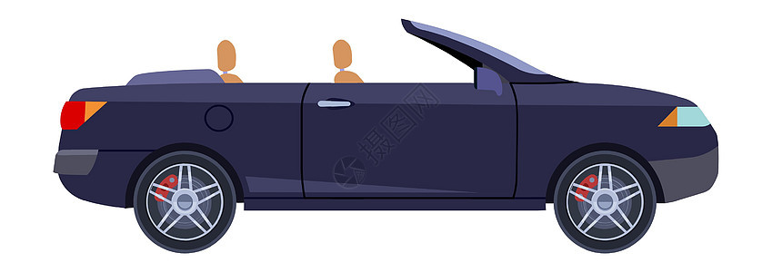 黑色出租车图标 卡通风格的汽车侧视图背景图片
