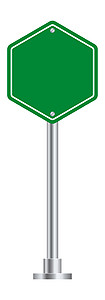 六边形路标 绿色高速公路空白广告牌图片