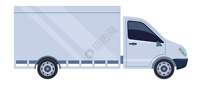 箱式卡车图标 白色面包车侧面视图图片