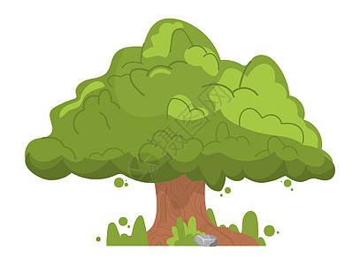 象卡通风格的大树 旧绿橡树图片