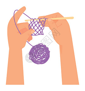 用编织钩 手用紫色丝线针图片