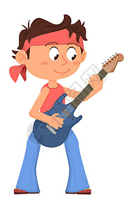 年轻摇滚歌手 男孩玩电吉他图片