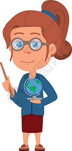 老师女孩 与地球一起可爱的卡通人物图片