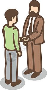 握手商务商务人士和客户握手 对交易的人进行测算插画