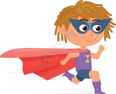 跑超级超级英雄孩子 穿红斗篷可爱的孩子图片