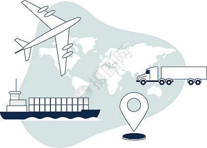 全球物流图标 世界航运运输标志(环球运输标志)图片